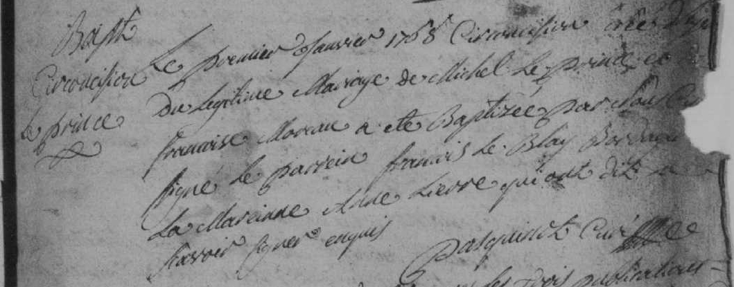Acte de baptême de Circoncision